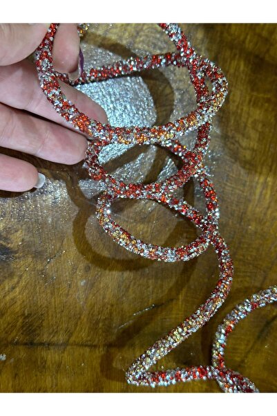 Gönülden Tasarım 1 Meter Stoned Shiny Ribbon Sewing Accessory Red