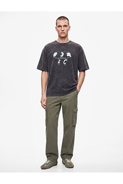 Koton Washable Cotton Short Sleeve Crew Neck Printed Oversize T-Shirt