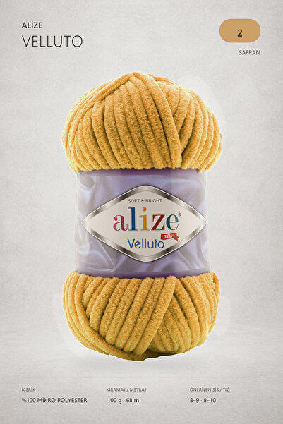Alize Velluto Velvet Hand Knitting Yarn Color Code 02 Saffron
