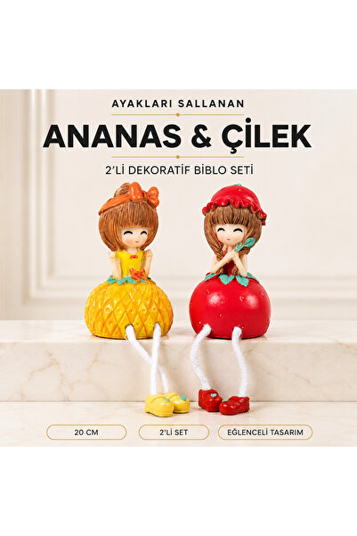 e-life shop Ayakları Sallanan Ananas Çilek Gövdeler Biblo Dekoratif Hediye Ür...