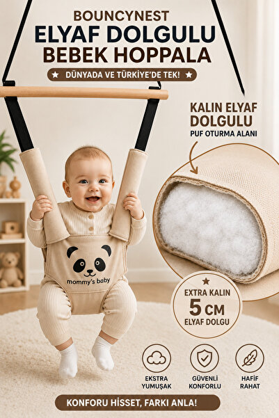 YHH Kids BouncyNest Elyaf Dolgulu Bebek Hoppala – Yumuşak Minderli, Emniyet K...