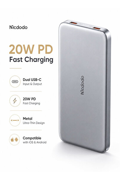 Mcdodo Slim Power Bank 10000mAh, Metal Ultra-Thin, 20W PD Fast Charging, Dual...