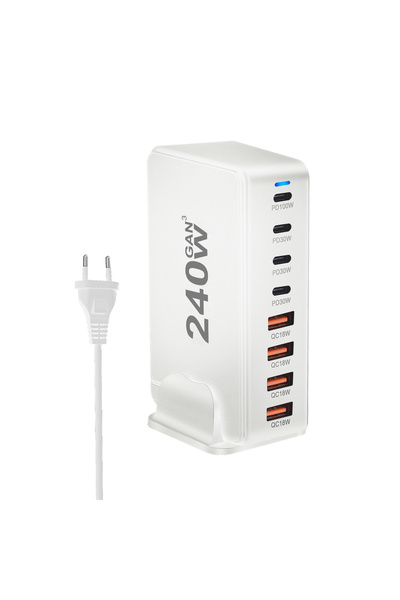 Choice شاحن مكتبي 240 واط بتقنية GaN مع 8 منافذ USB-C، يدعم الشحن السريع PD 3...