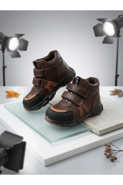 nuh kids Genuine Leather Brown Daily Orthopedic Boys' Boots