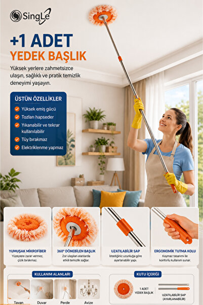 Single ( +1 Yedekli ) Teleskopik Çok Fonksiyonlu Tüm Yüzeyler İçin Temizleme ...