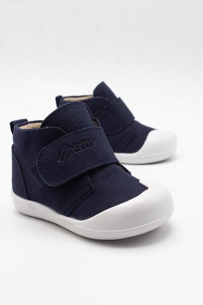Generic Brand Velcro Hat Sole Leather Baby Boots Navy Blue