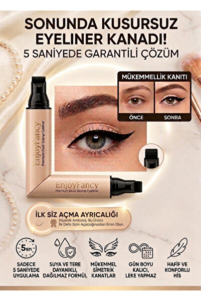 Zeonella Beauty Zeonella Siyah Suya Dayanıklı Çift Taraflı Eyeliner Damga Kal...