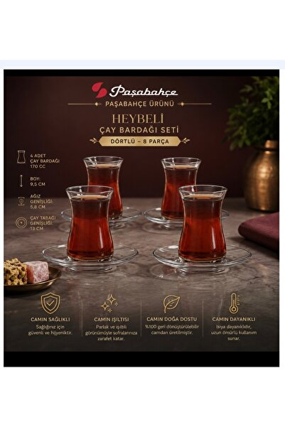 Paşabahçe Heybeli Çay Seti 8 parca
