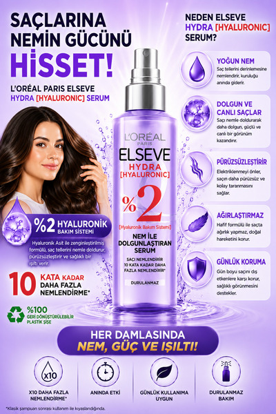 L'Oreal Paris L'Oréal Paris Elseve Hydra [Hyaluronic] %2 Nem İle Dolgunlaştır...