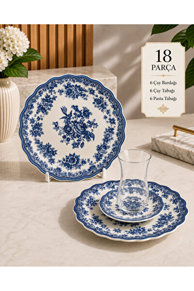 Yumuk Shop 18 Piece Luxury Vintage Colorful Tea Cake Set