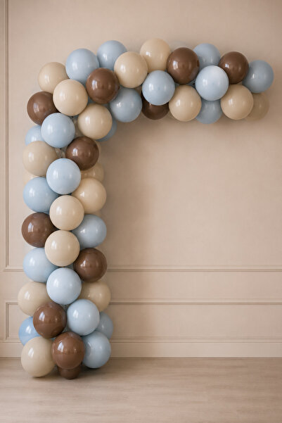 Parti dolabı 75 Balloon Set 25 Sea Sand + 25 Brown + 25 Macaroons Blue Matte ...