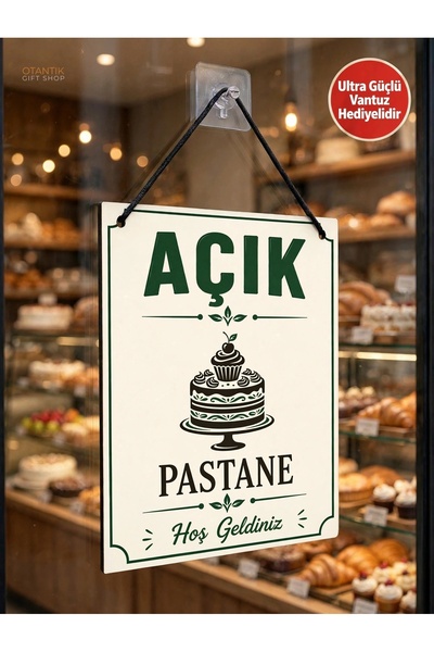 Genel Markalar Pastane Açık Kapalı Tabelası Çift Taraflı MDF 15x20cm - Ultra ...