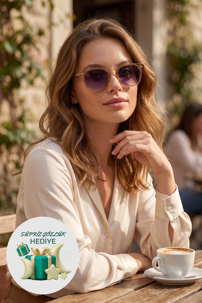 Lozzo Women's uv400 square honey nude gradient lens sunglasses 23043 c4 deg