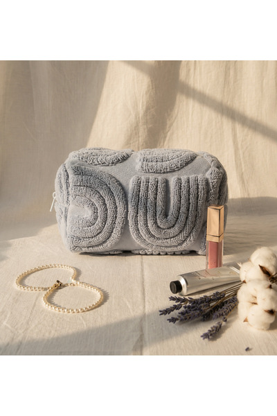 YILDIZ DİJİTAL HOME Punch Embroidered Makeup Bag – Zippered Natural Fabric Tr...
