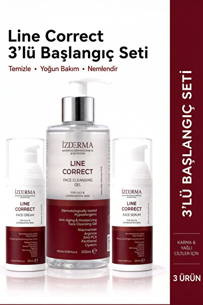 izderma Line Correct Başlangıç Seti Karma ve Yağlı Ciltler İçin Yüz Yıkama Je...