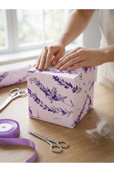 Rana İkra Art Lavanta Temalı Paketi Kağıdı (10 Adet) (32,9*50 cm)