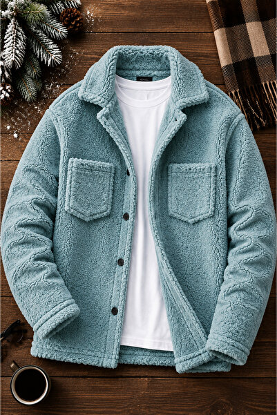 OTAKU Unisex Mint Plush Fleece Cardigan
