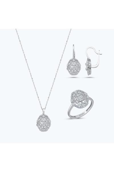 Altınbaş Altın Üçlü Baget Taşlı Set