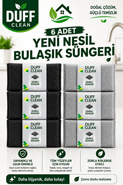DUFF CLEAN New Generation Dishwashing Sponge 3Pcs Inox Wire Cloth*3Pcs Magic ...