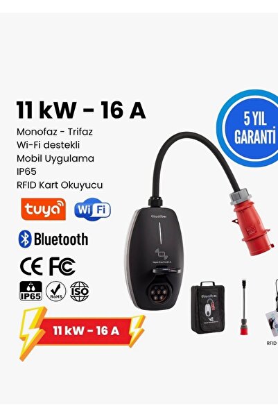 EVwallbox 11KW V3 Türkçe Mobil Uygulama 5 Yıl Garanti Taşınabilir Elektrikli ...