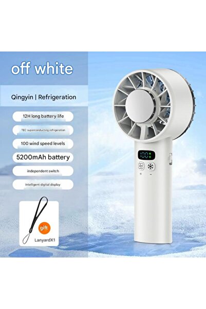 Choice White 5200mAh Portable Handheld Fan with Double Ice Cooling, High-Spee...