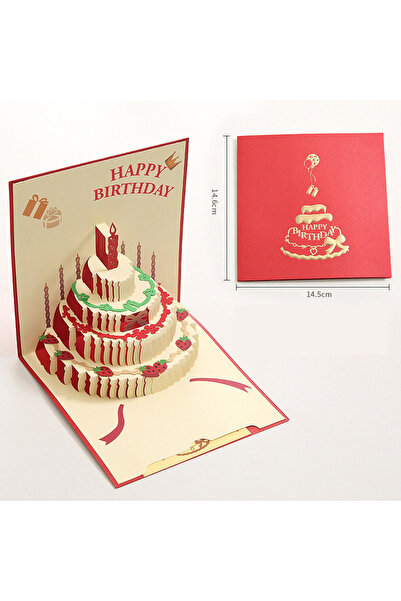 Choice red Birthday Greeting Cards 3D Pop Up Gift Card Gift Cards with Envelo...
