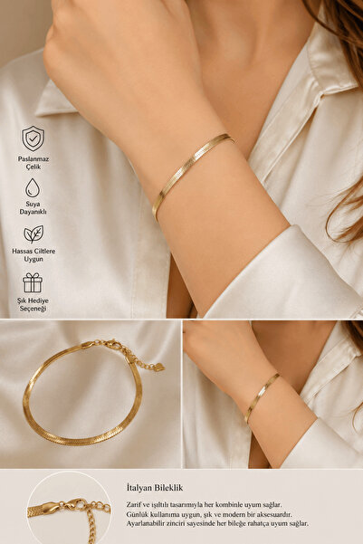 Generic Brand Italian Model Steel Bracelet 4 mm - Gold