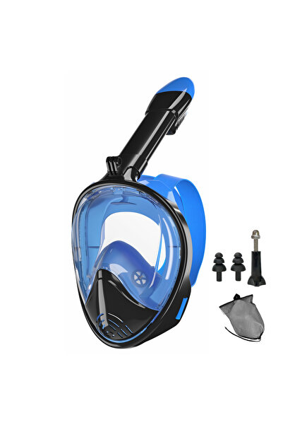 Choice L/XL BlueBlack Full Face Snorkel Mask Silicone Diving Mask Full Dry Pa...
