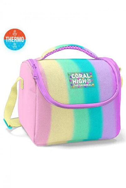 Coral High Colorful Striped Patterned Thermo Lunch Box 11770
