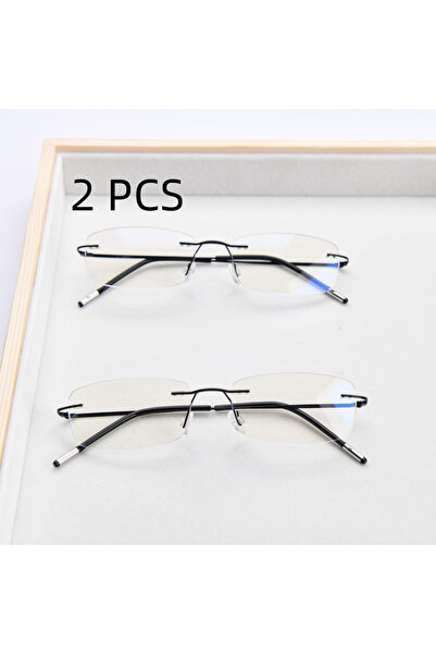 Choice9 +250 2PCS-BLACK 2PCS Suit Flexible Ultralight Rimless Memory Reading ...