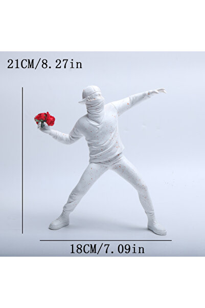 Choice5 whitedot 1 pc Resin Banksy Sculptures Flower Thrower Statue Bomber Ho...