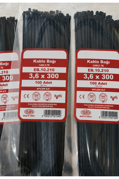 NEXTRA 3.6X300 Plastik Cırt Kelepçe Kablo Bağı Siyah 100'Lu Paket