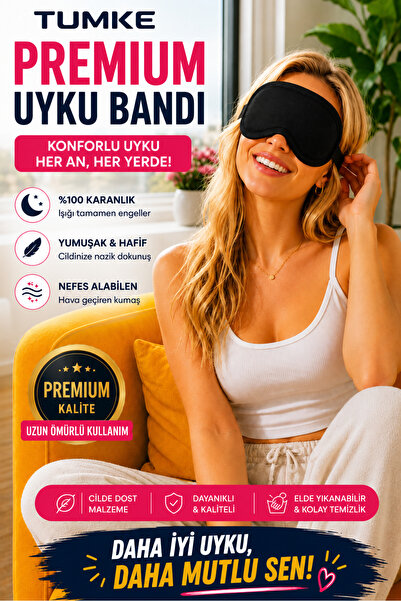 TUMKE Uyku Bandı Işık Geçirmez Siyah Yumuşak Kumaş Uyku Maskesi Göz Bandı Göz Maskesi