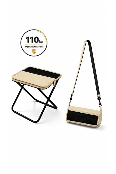 Outdoven Flip 110 kg Taşıma Kapasiteli Katlanabilir Balıkçı ve Kamp Taburesi Bej