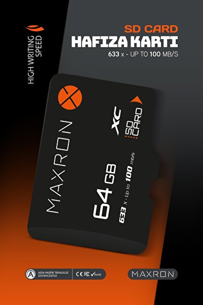 Maxron 64 GB Hafıza Kartı SD Kart Adaptörü 100 Mb/s