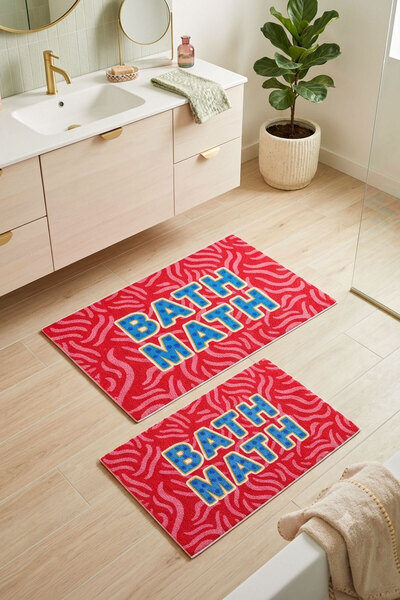 Nihai Ev Digital Non-Slip Washable Colorful Double Bath Mat Bathroom Rug Bathroom Decor 40X60+60X90 cm