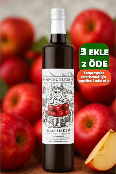 Sevinç Teyze Elma Sirkesi 500ml - Doğal Fermantasyon, Katkısız, Çiğ İçimlik, ...