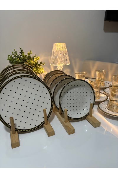 AHLE HOME 24 Parça kalpli tatlı Çay Ve çerez Seti 6 Adet Çay Bardağı 6 Adet Ç...
