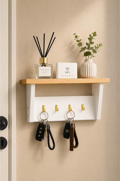 Trend Kitchen Vestaro Modern Dekoratif Ahşap Anahtarlık, Kapı Yanı Organizer ...