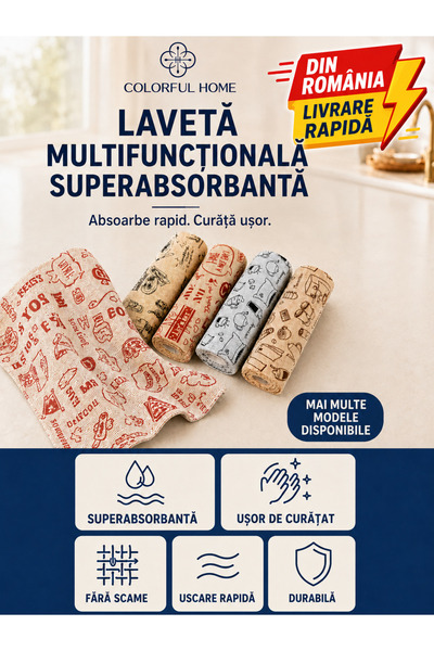 COLORFUL HOME 40 Bucăți Lavete / Cârpe Multifuncționale – Super Absorbante, U...
