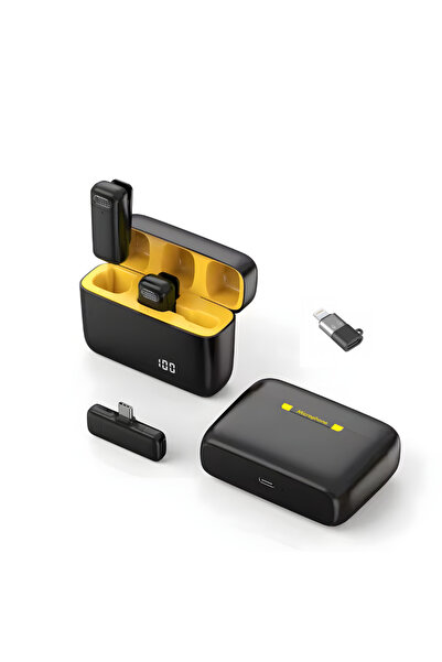 AYCB Microfon Wireless Lavaliera Dual AYCB™,Reducere a Zgomotului, Adaptor Li...