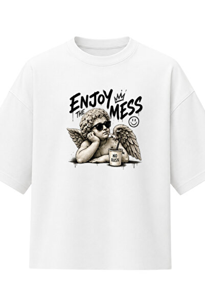 Ebiidesign Enjoy the Mess Oversize T-Shirt – Angel Printed Streetwear