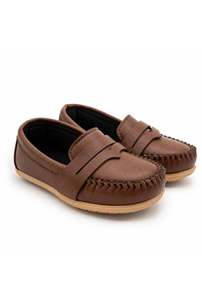 Rexba Erkek Kahverengi Loafer Ayakkabı – Moccasin Dikiş Detaylı Günlük Klasik Ayakkabı