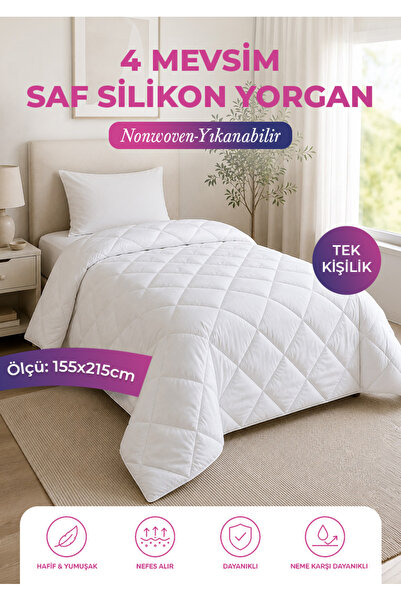 4 MEVSİM SİLİKON YORGAN - TEK KİŞİLİK - NONWOVEN KUMAŞ - SAF SİLİKON DOLGU