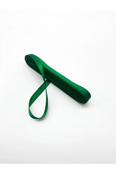 Ak Tuhafiye Yılbaşı-Zümrüt Yeşil Saten Kurdele 1 cm 10 Metre / Bohça-Süsleme-...