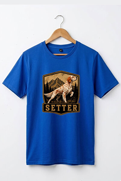 The Baski Μπλουζάκι Hunting Setter Hunter Dog με στάμπα 100% βαμβακερό με λαι...