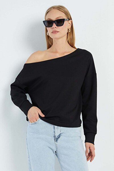 Fulla Moda Basic Boat Neck Modal Sweatshirt