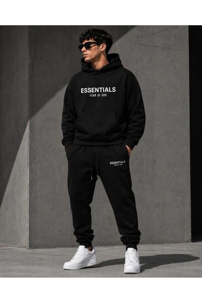 zeag Men's Essentials Printed Hooded Tracksuit Set