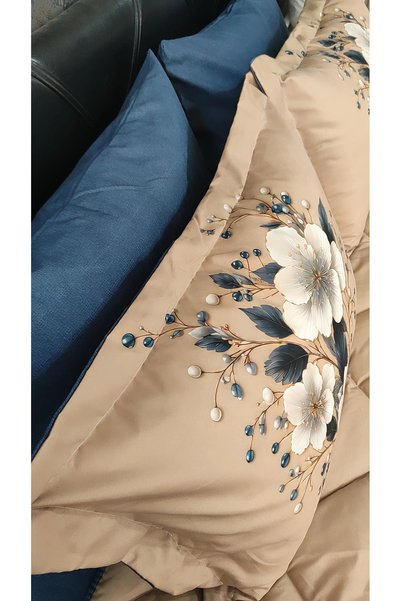 AYBERK HOME TEXTİLE Karen 5D Digital Printed Double Personality Sleeping Set with Elastic Sheets, 6 Pieces