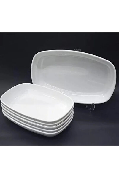 poliva home Büyük Boy 33x20 Melamin Kayık Tabak Büyük Boy Salata Meze Sos Tab...